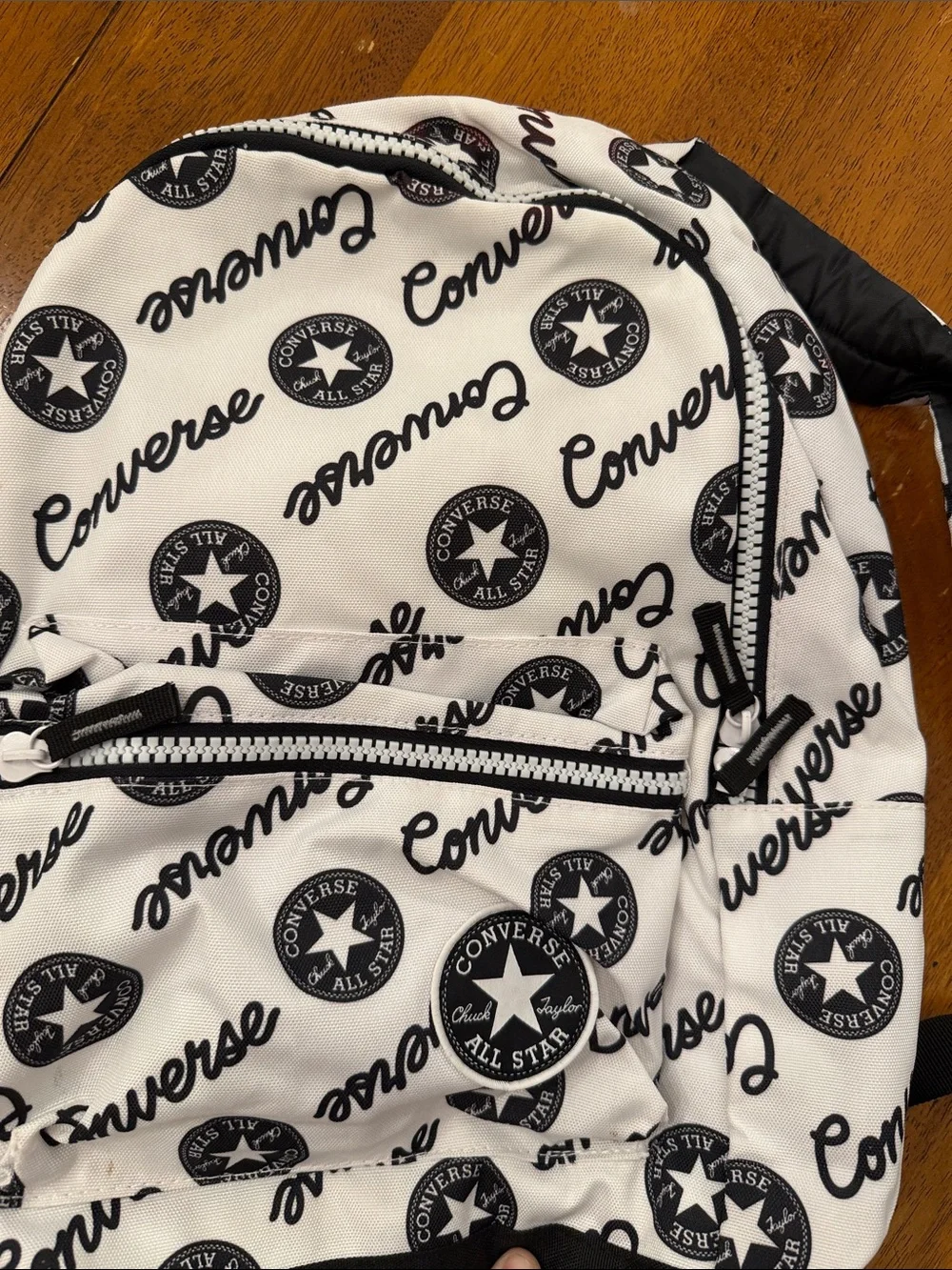 Converse Black & White Logo Print Backpack